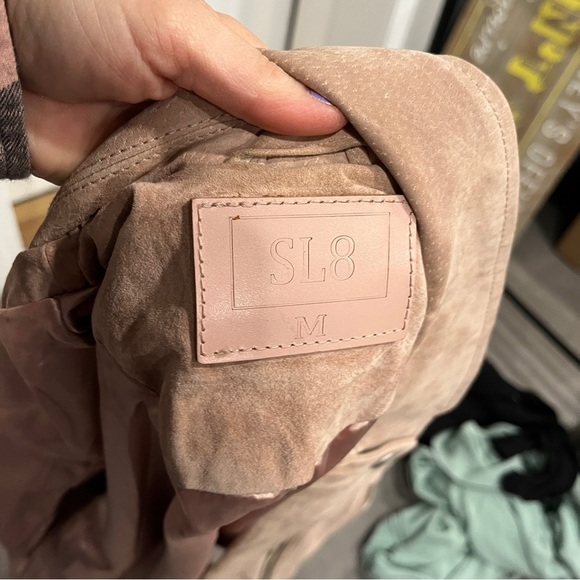 Blank NYC SL8 Light Pink Beige Women's Tan Suede Biker Jacket Medium - Picture 6 of 10